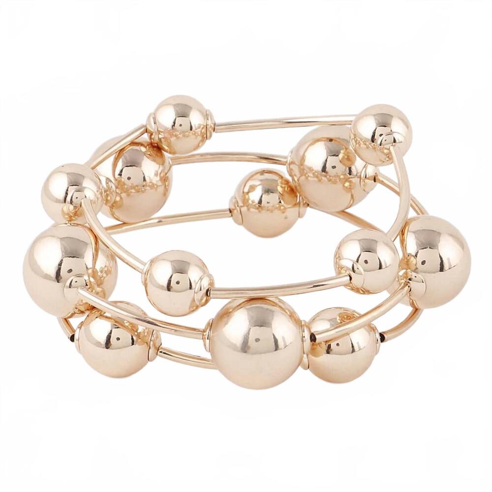 NEW 3AM BY H&D ACCESSORIES women's triple beaded bracelet in gold